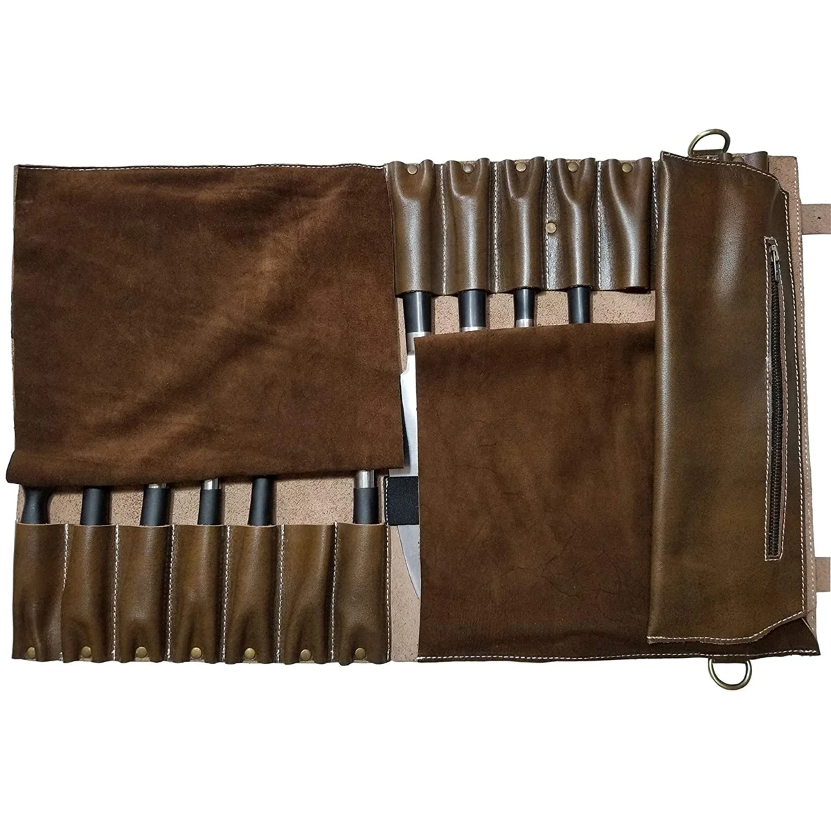 Custom Genuine Leather Chef Knife Roll Bag Tool New Design up