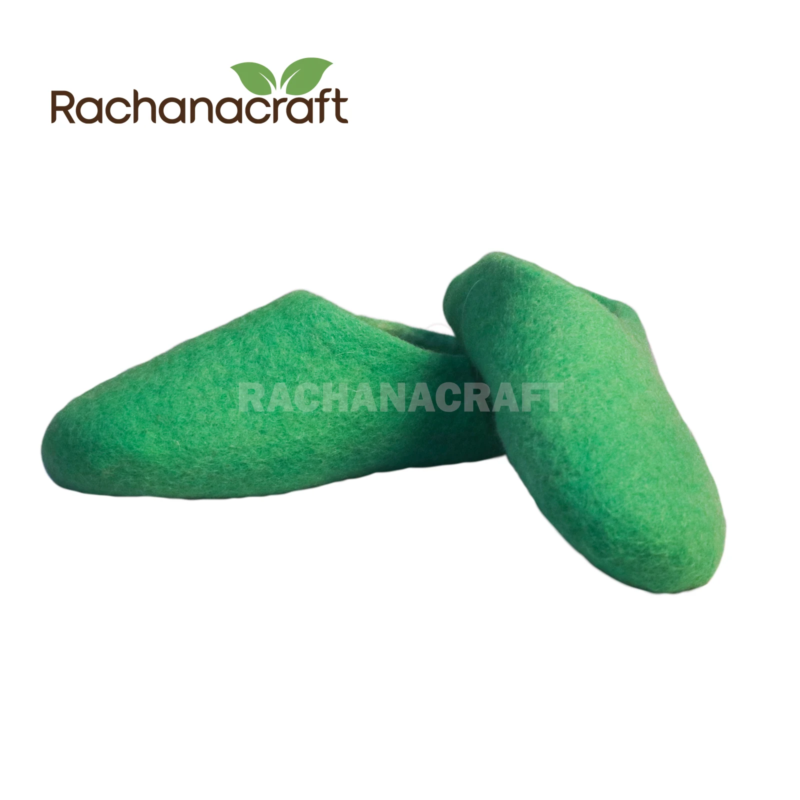 Indoor Outdoor Warm Cozy Wool Felt Slippers Green Color Available In Different Size For Kids Adults Handmade In Nepal For Sale