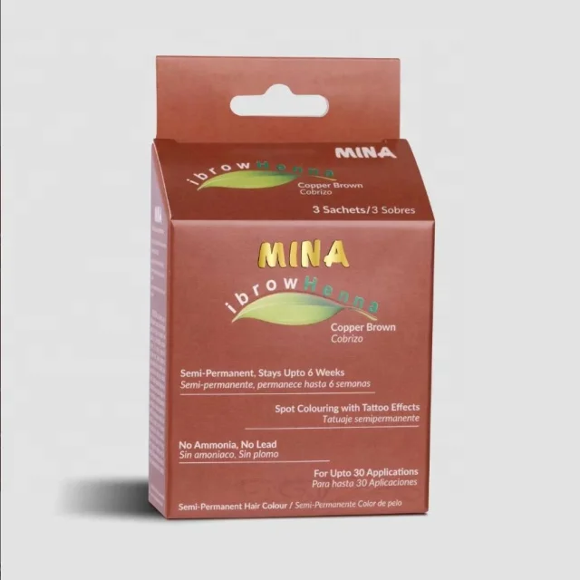 MINA ibrow 4.4 Copper Brown Semi-Permanent Henna Brow Tint Kit Herbal Powder Ingredients for Hair Color