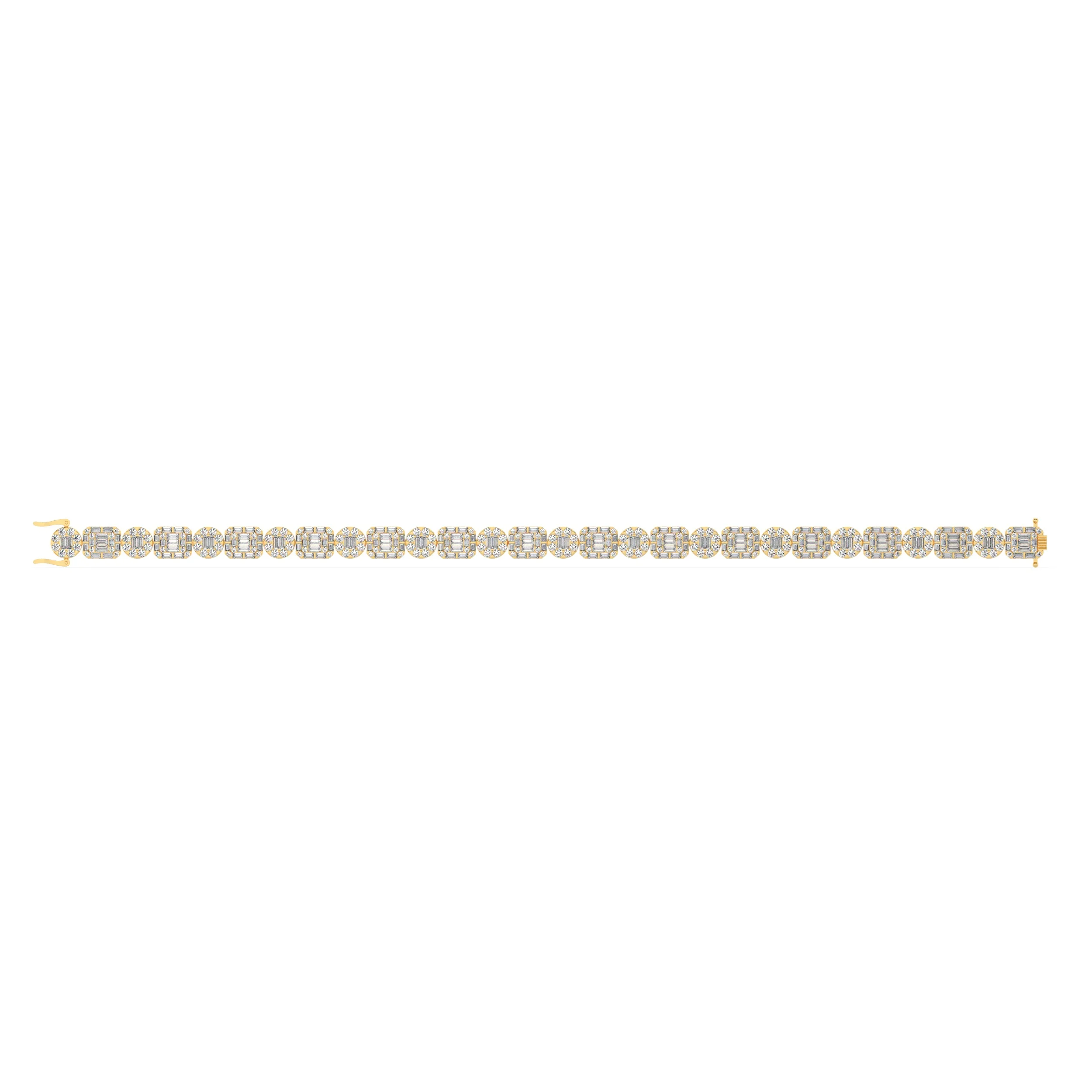 High-Quality Precious Diamond Bracelets for Women with 14kt Yellow Rose Gold in Round and Baguette Diamond at Wholesale