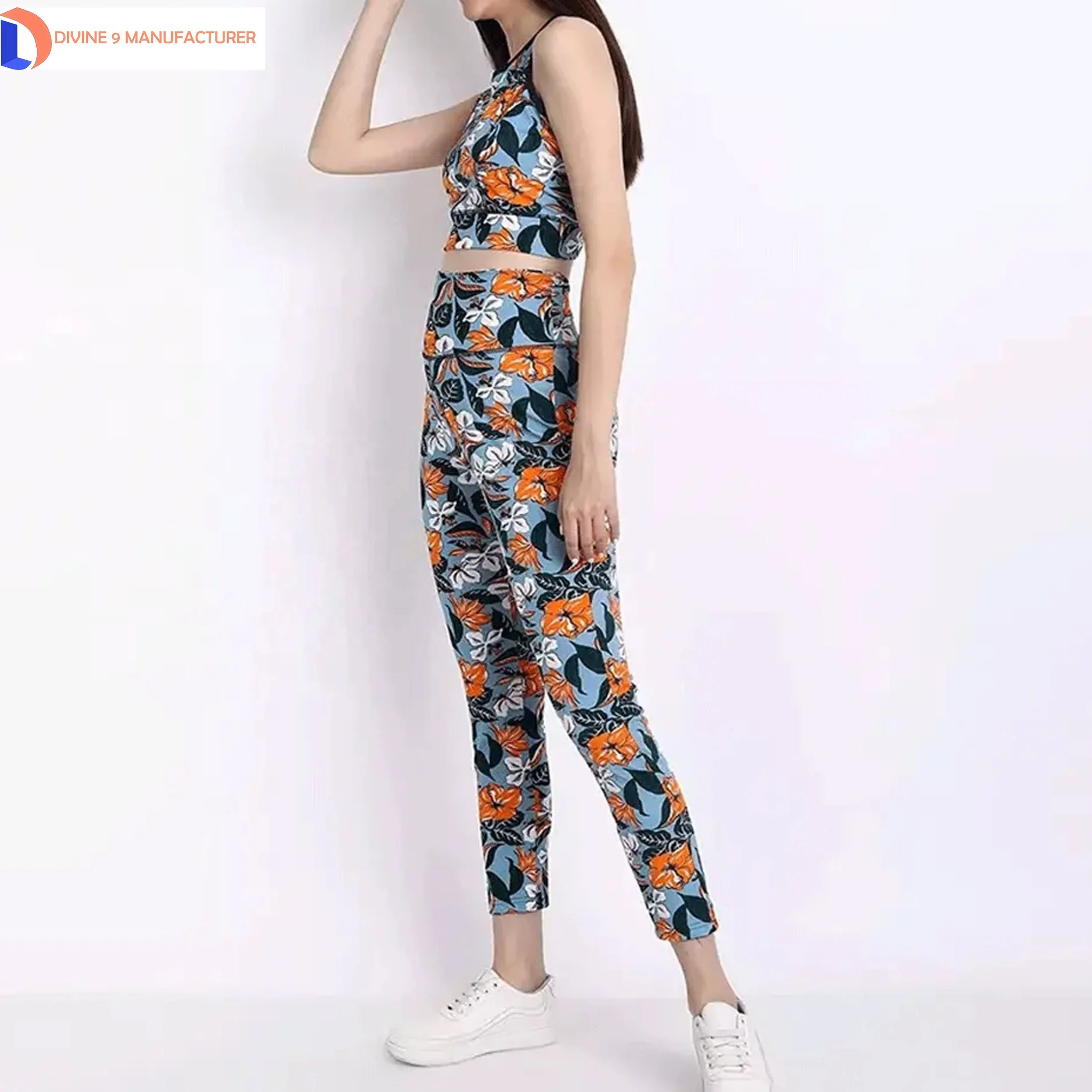 Breathable Sublimated Wholesale 2 Piece Yoga Fitness Gym Clothes Women High Quality Customized Printing Manufacture by Divine 9