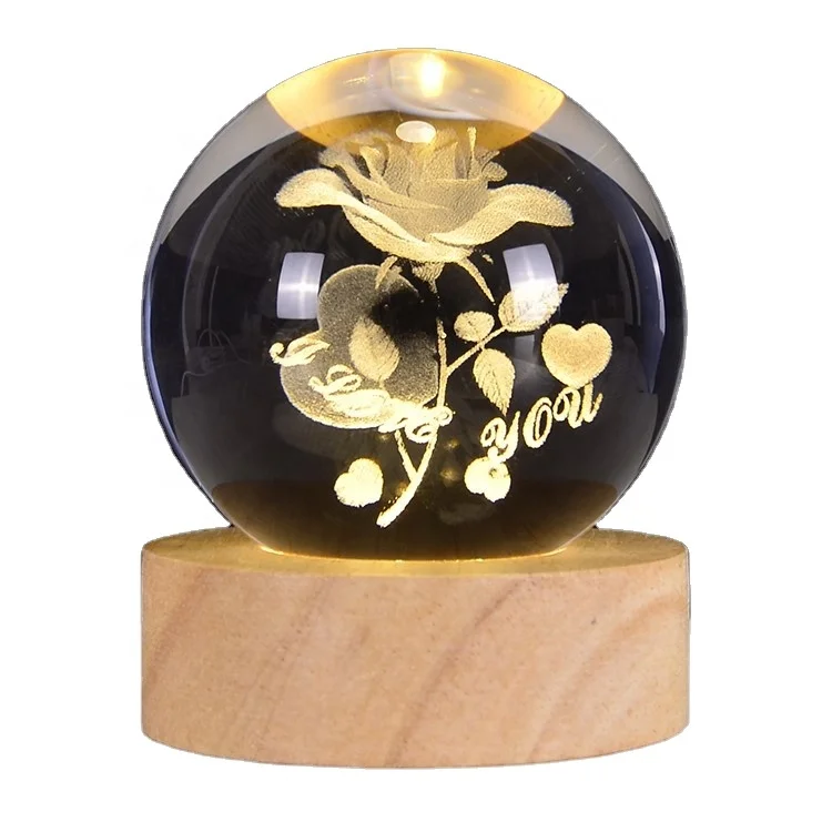 Wholesale Most Popular Gift Crystal Ball kids Luxury Lamp Best Selling wooden base Crystal Led night light