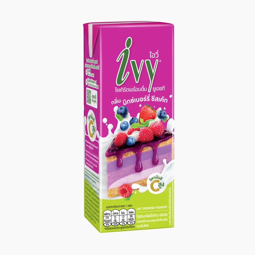 Best Price Ivy UHT Yoghurt Berry Cheese Cake 180 milliliter Delicious And Healthy Product Drinking From Thailand