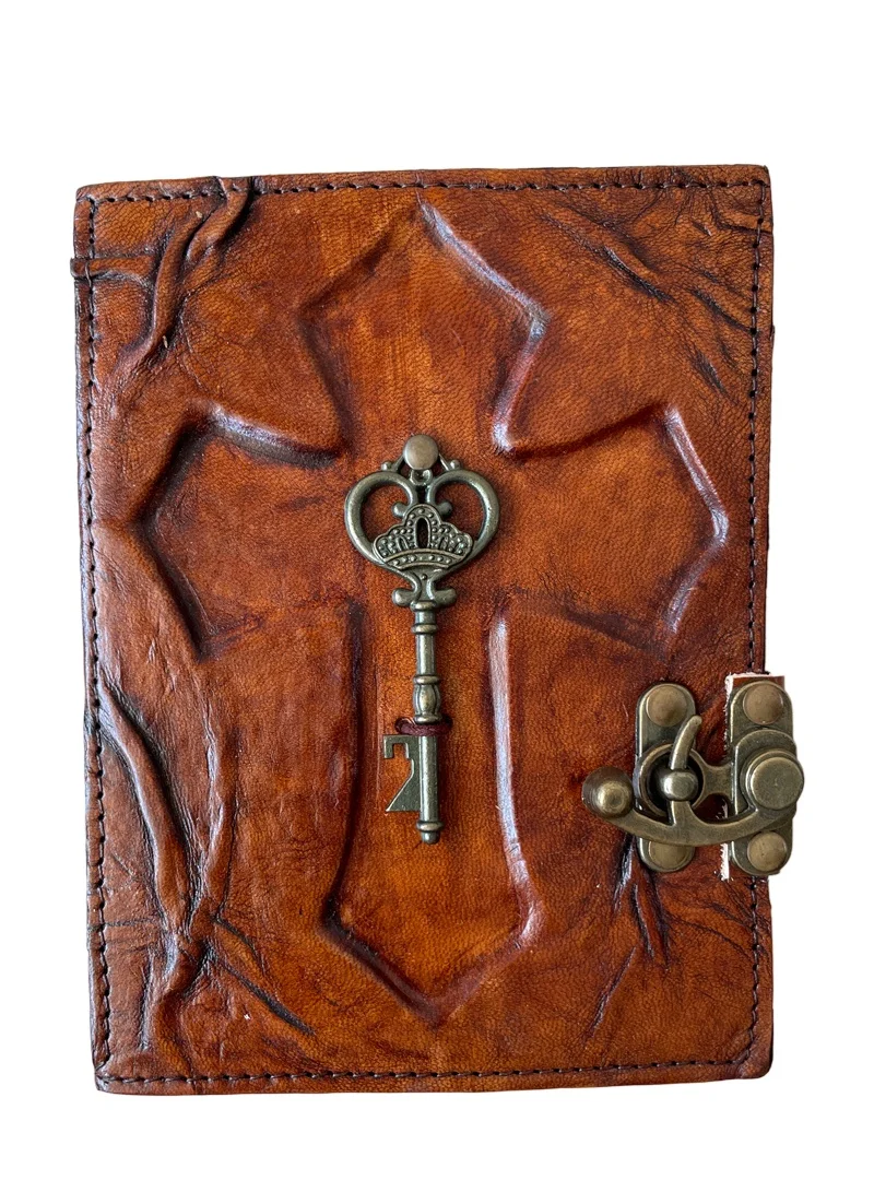 Antique Handmade Deckle Edge Paper Key Brown Vintage Leather Journal 240 Sketchbook Book of Charmed Spell Wiccan Journals