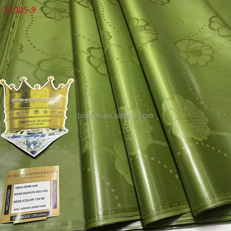 LY205  Original Bazin Riche Fabric Austria Quality Jacquard Guinea Brocade Fabric Cotton Damask Shadda Perfume 5 Meters