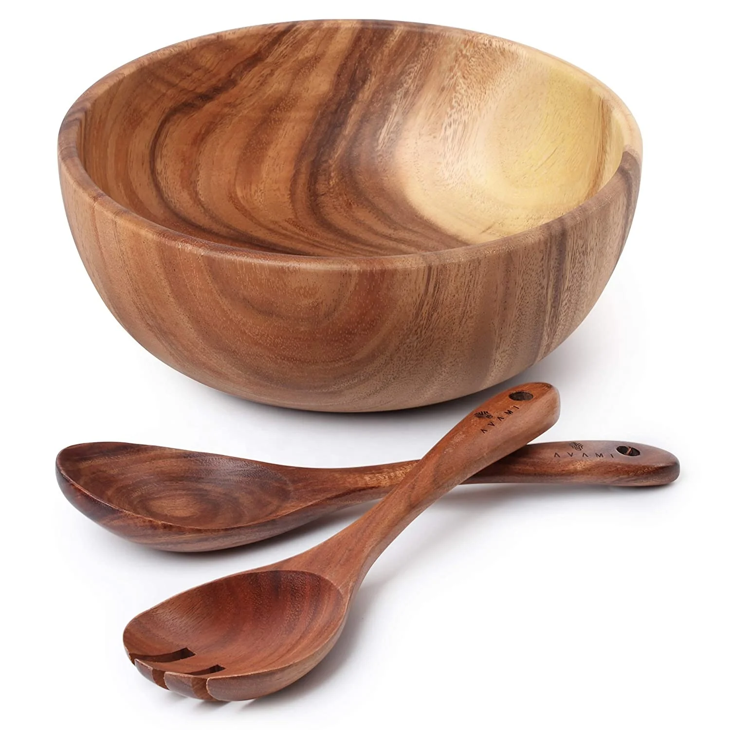 Acacia Wood Salad Bowl with Servers