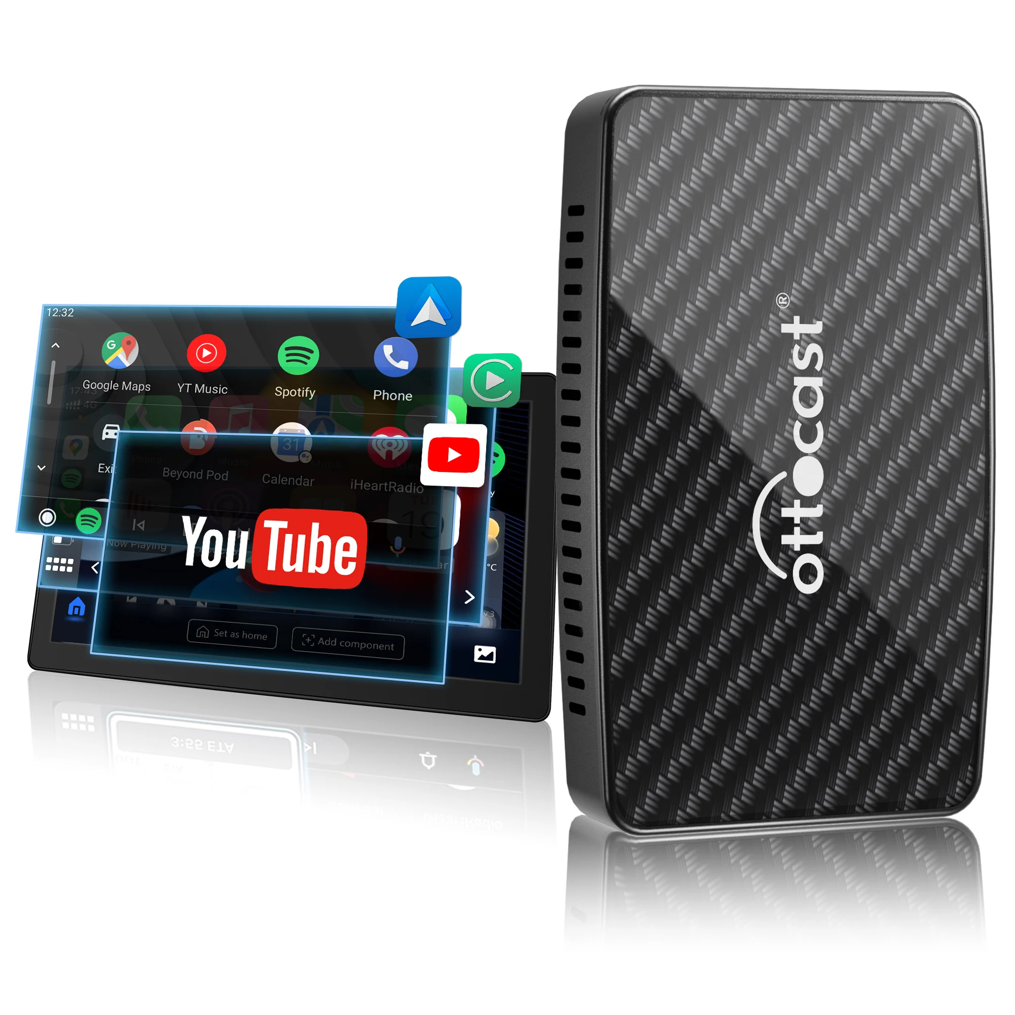 Ottocast готов к отправке с проводным подключением беспроводным кариграм Youtube Netflix Media Auto Android Box Carplay видеоплеер адаптер CarPlay