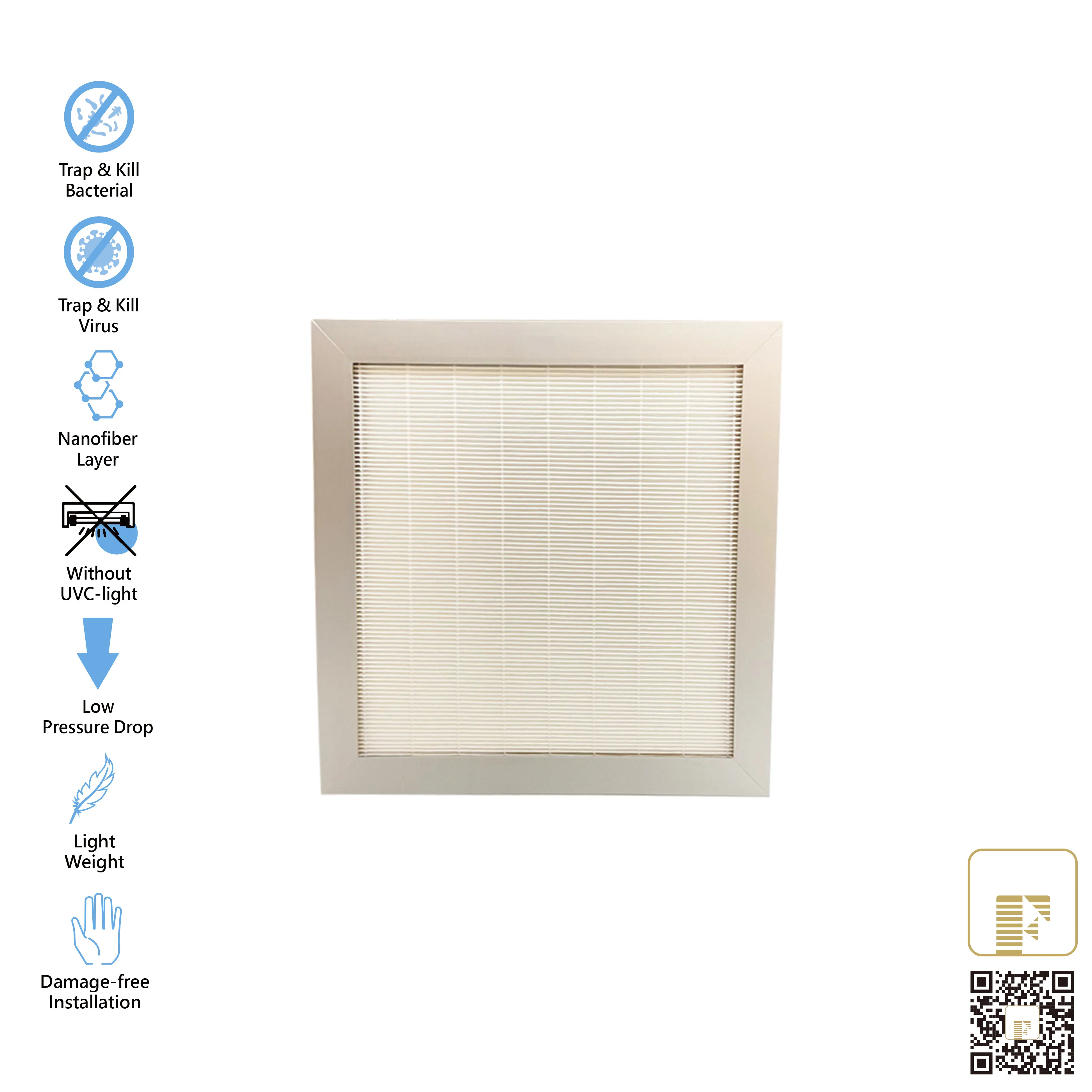 Панельный воздушный фильтр для HVAC MVAC, 24x24x2,7 дюйма, новый материал, нановолоконная мембрана