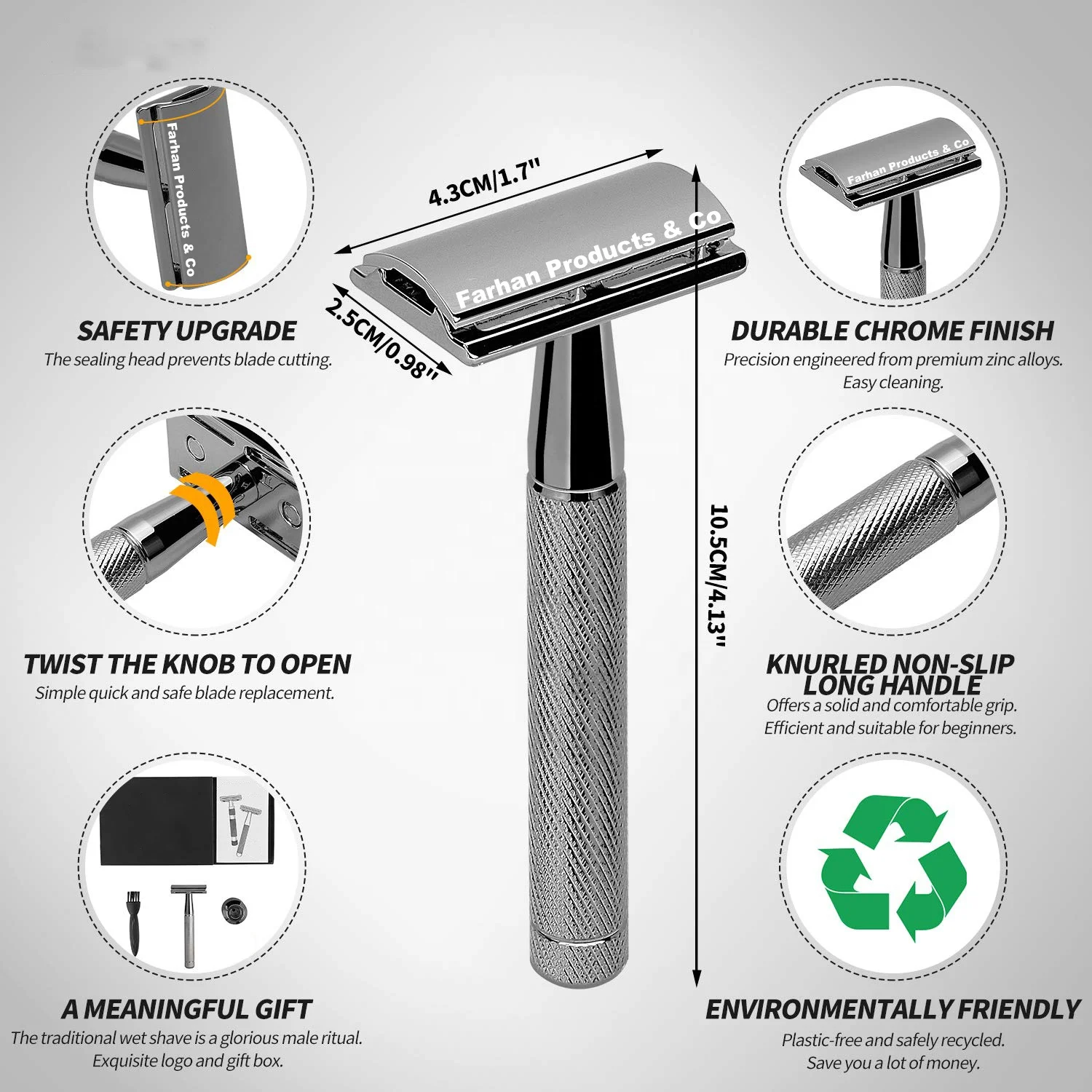 Safety razor Set Mens-set-safety-razor-silver Tip-brush
