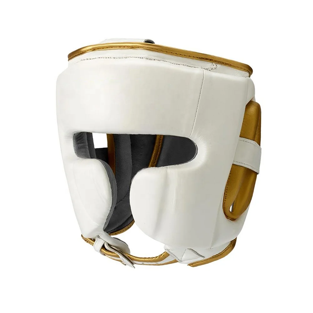 Professionally bright leather red boxing helmet factory price adjustable protection kick boxing head guard