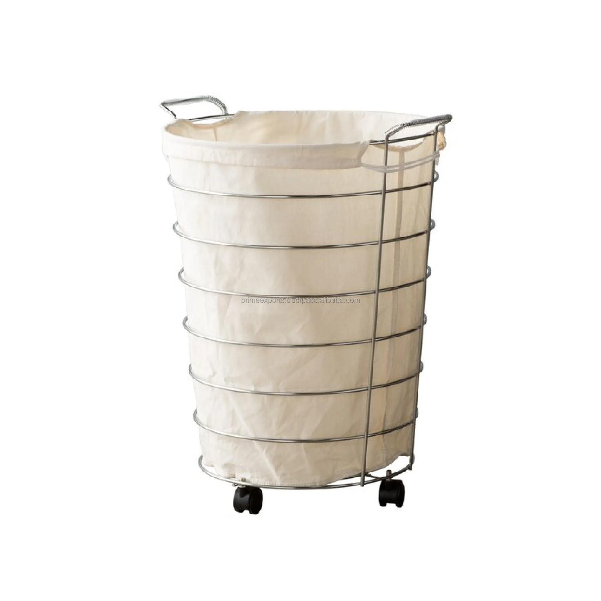 
Modern Decorative Handmade Iron Laundry Basket Black Coated With Wooden Lead Scandievean And European Style For Home Decor 