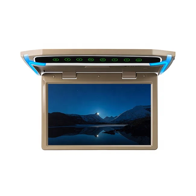 10.2 inch Cream Roof Mounted Flip-down Monitor with Rotating Screen Supports Positive & Negative Door Control