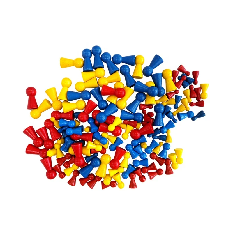 Wooden Pawn Mixed 3-colors Wood Chess Pieces Play Ludo Game Board Game