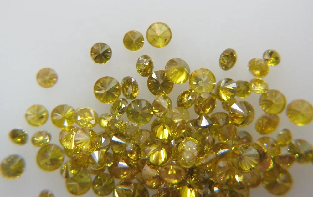 1.1-1.4mm Fancy Yellow Natural Loose Brialliant Cut Diamond Lot SI Clarity Good Fire