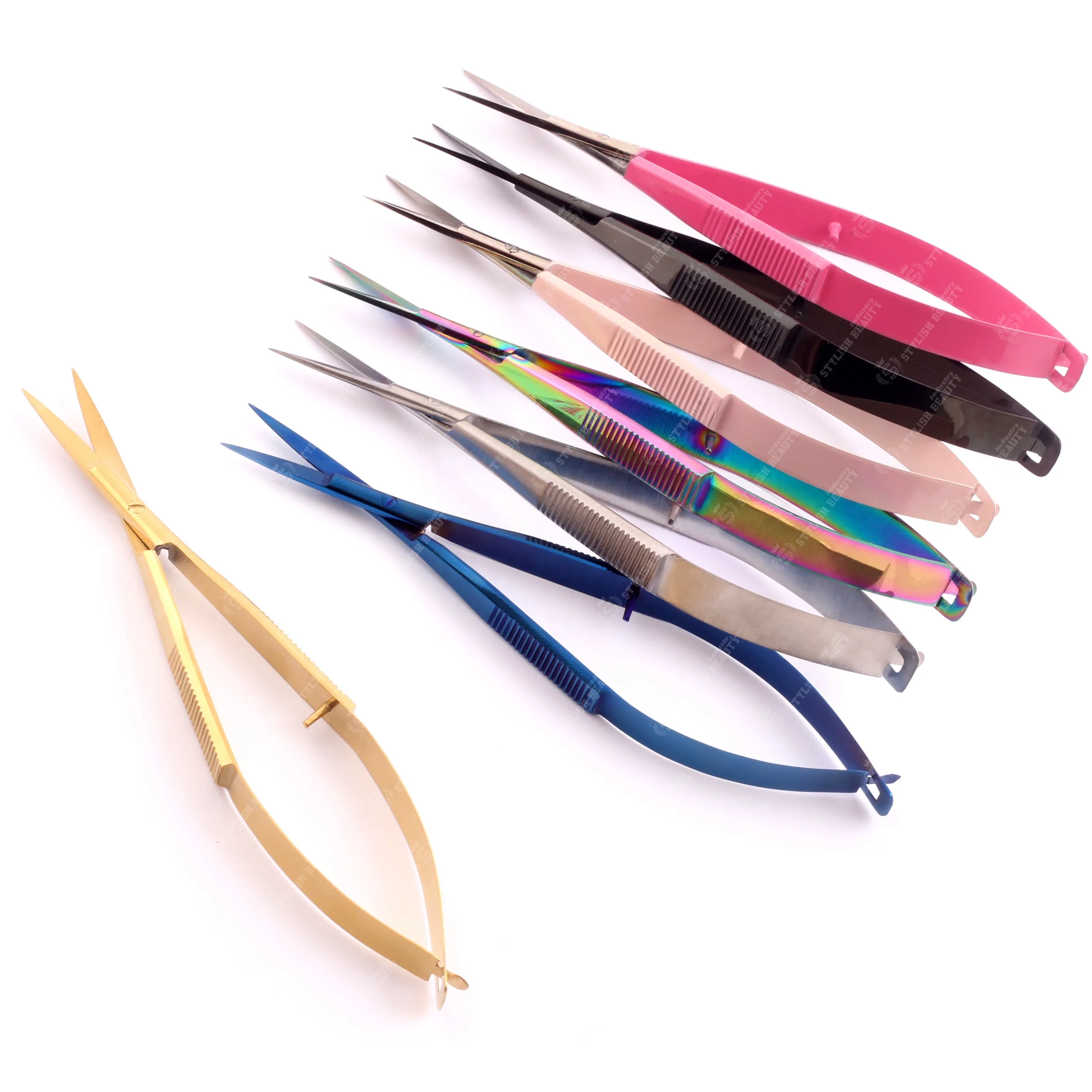 Manicure Tools Professional Cuticle Scissors Eye Brow Squeeze Spring Scissors Cutter Open Eye Micro scissors