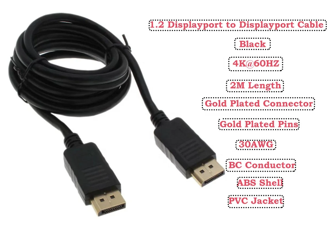 OEM hot sale Gold Plated best displayport 1.2 dp to dp video cable Supports 4K@160Hz Compatible for Lenovo, Dell, and more