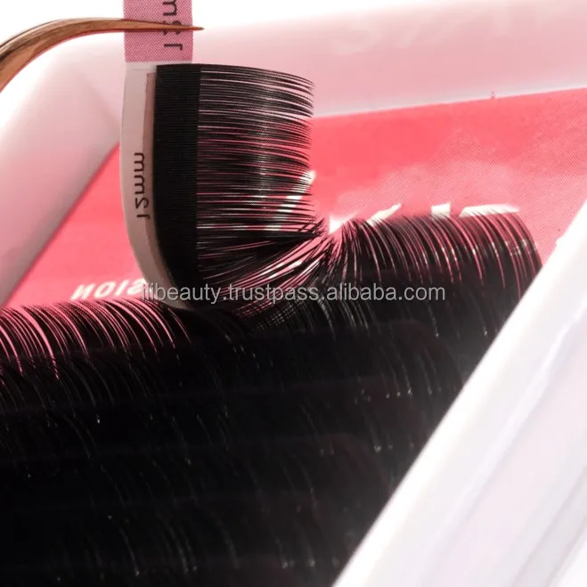 Custom Luxury Individual Eyelash Extension Natural C/CC/D/DD Curl Soft Silk Volume Dark Matte Faux Mink Eyelashes