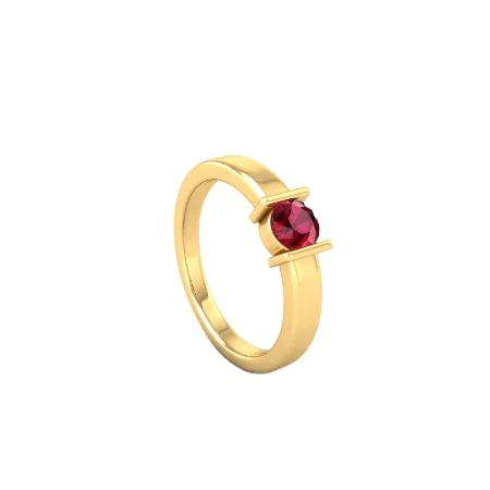 Best 14k Solid Gold Single Stone Ring Band 0.50ct round Cut Red Ruby for Weddings Large Quantity Available from Indian Exporters