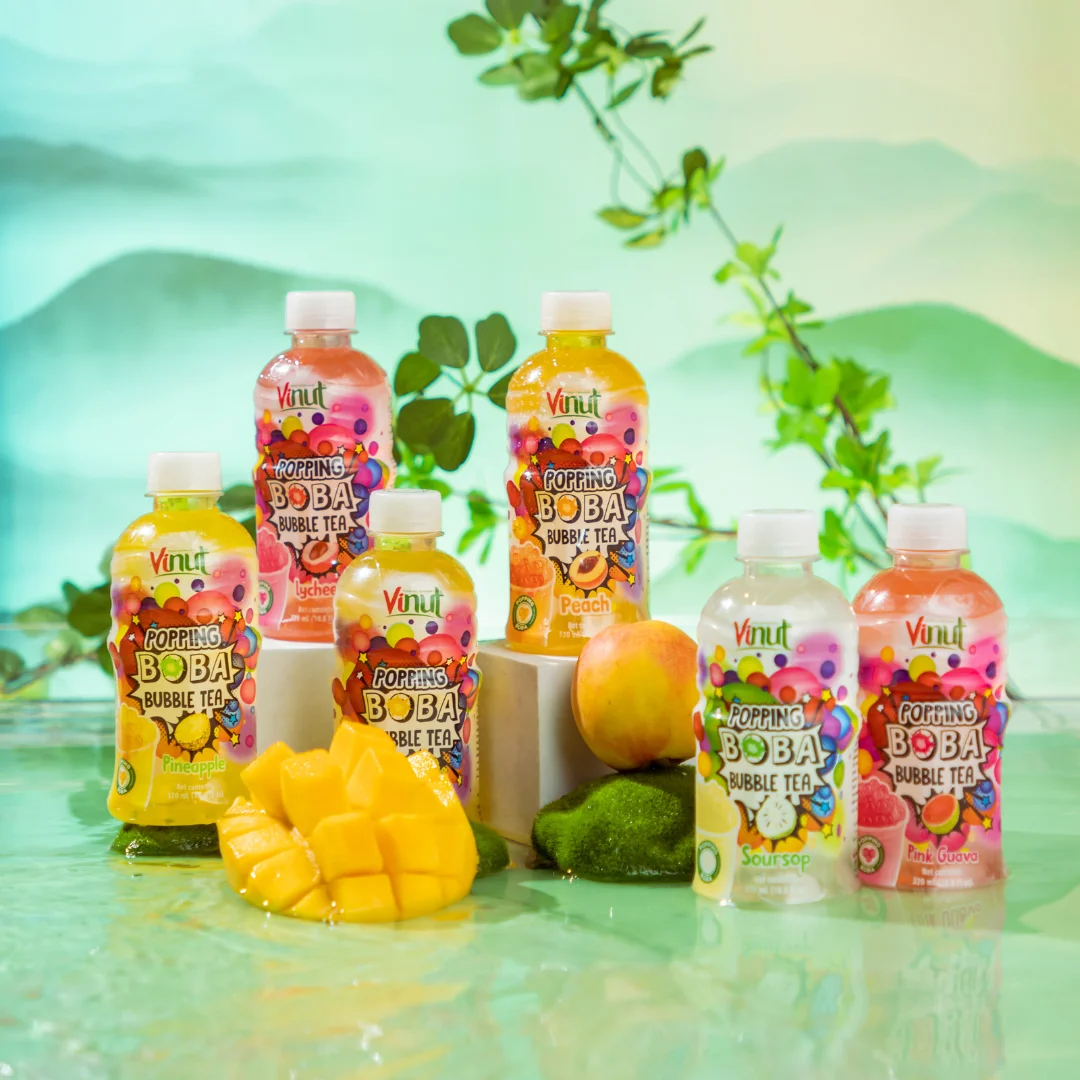 Exclusive Private Label Popping Boba Bubble Tea Tropical Fruit Juice Drink 320ml - VINUT Manufacturer Beverage, Free Sample, Who