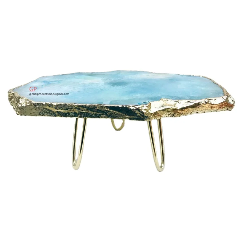 rose quartz cake display stand pink agate cake stand with gold trim for wedding & party