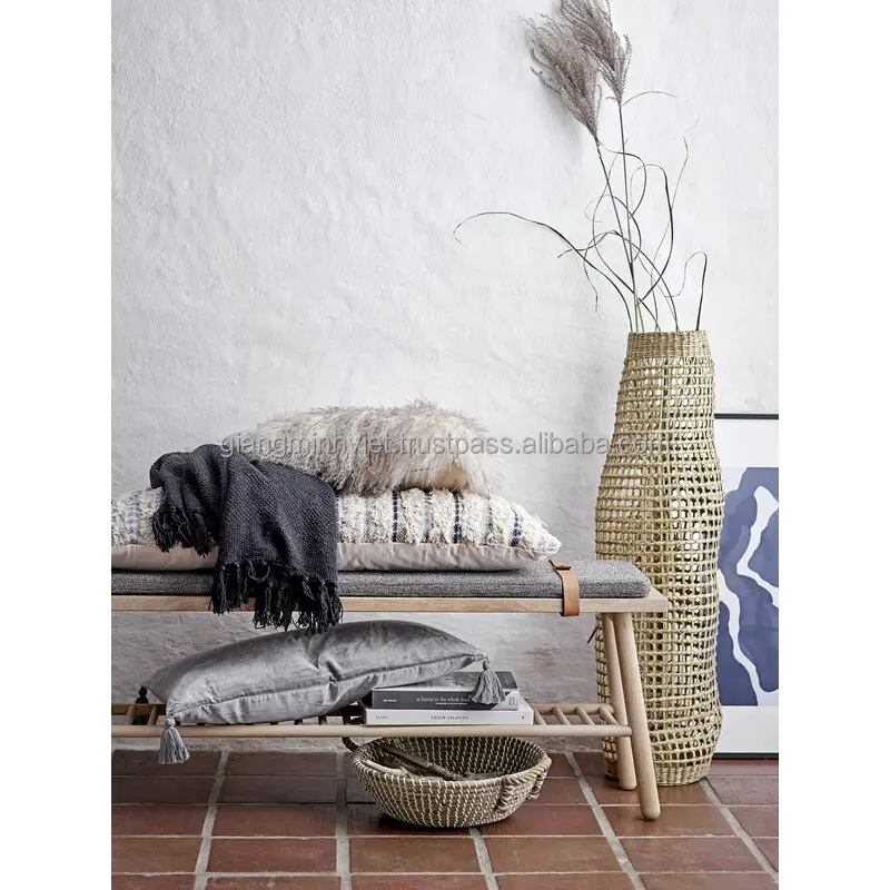 Natural handcrafted wicker woven bamboo seagrass vases Made in Vietnam