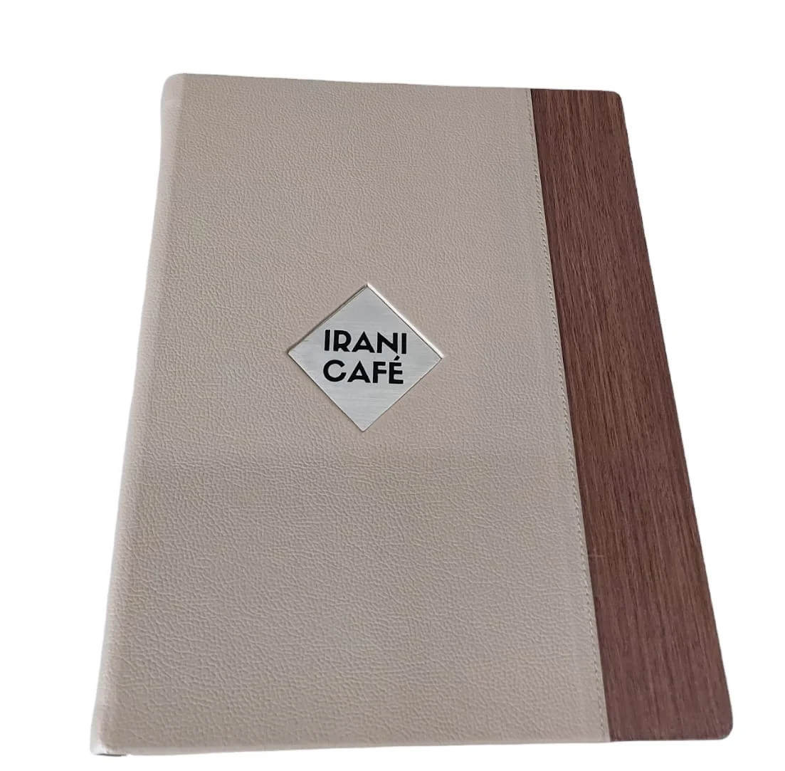 High quality Restaurant Menu book Premium design of leatherette with wood laminate logo By Indian seller