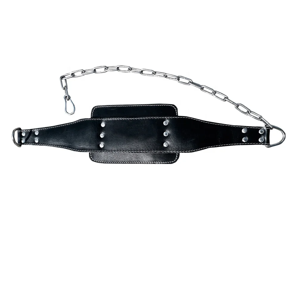 Сверхпрочный удобный кожаный ремень с металлической цепью для тяжелой атлетики