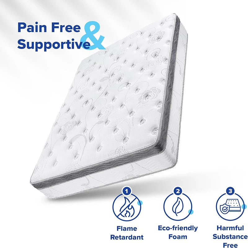 Knitted Fabric Mattress Euro Top Natural Latex Sleepio Coil 5 Star Hotel Mattress Spring Gel Memory Foam Mattresses