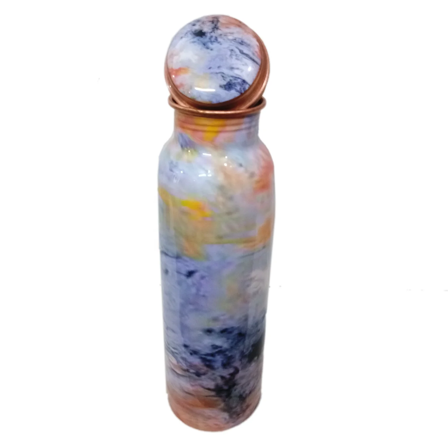 Design Printed Copper Water Bottle Top Quality Traditional Handmade Solid Copper Traditional Ayurvedic Copper Bottle