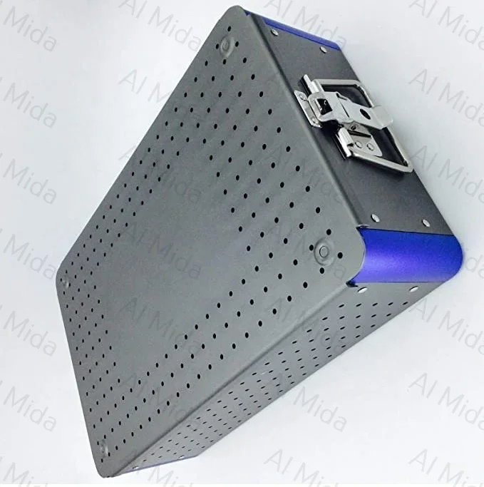 Aluminium Alloy Sterilization Tray case with Silicone mat Surgical Instrument By Al Mida