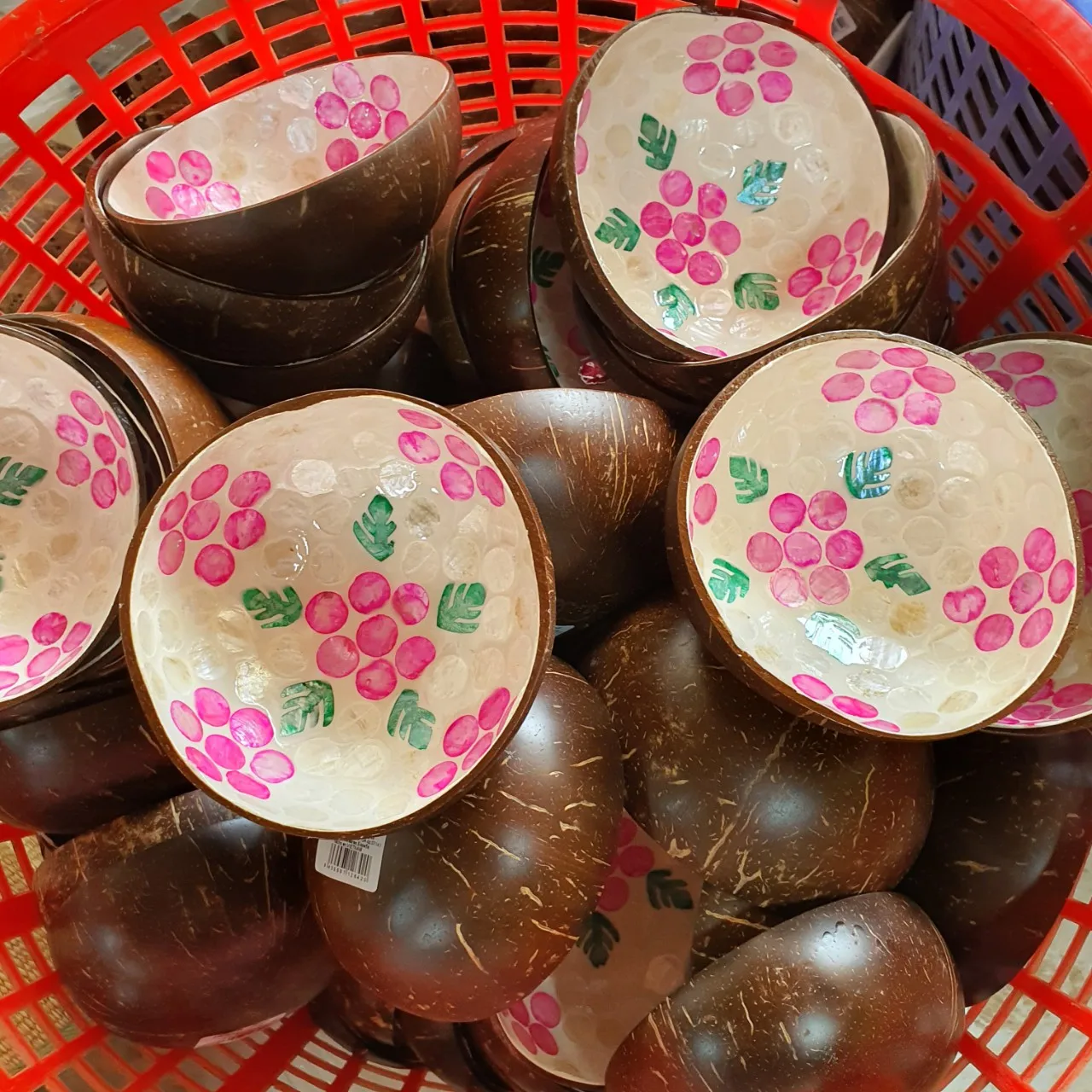 Premium Quality Eggshell Inlay Lacquered Coconut Bowls Amazon Hot Selling Competitive Price Coconut Bowl Warehouse Handmade