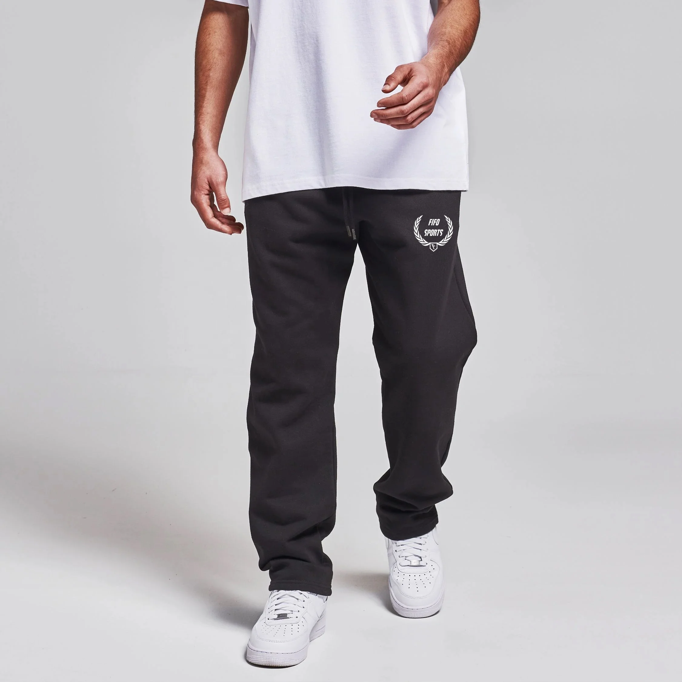 100% cotton French terry Sweatpants men Wholesale Oem Sweatpants Grey Straight Men Wide Leg Sweatpants For Men