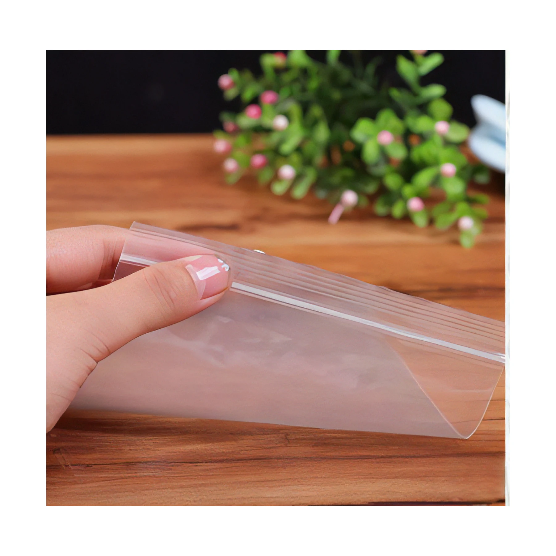Clear LDPE Stand Up Pouch Reclosable Zipper Moisture Proof Self Sealing Barrier Food Medical Storage PET Plastic Rice Packaging