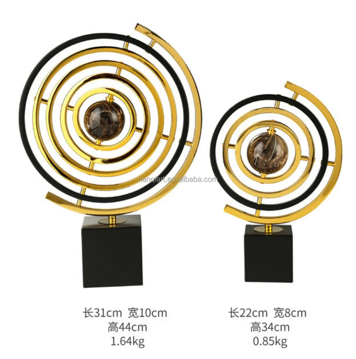 Artificial Metal Handicrafts Statues Good Quality Handmade Mini Gold Metal Abstract Ornament Home Office Decor Props With Base