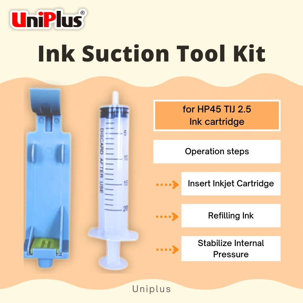 Ink Refill Suction Tool Kit Absorption Clip with Syringe for HP45 51645 HP2580 2588 2590 TIJ Ink Cartridge