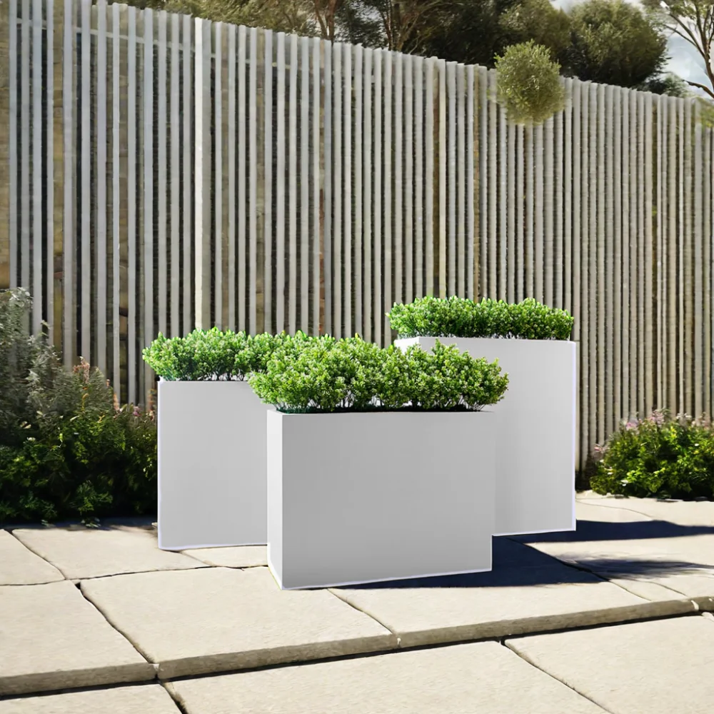 Modern Square Fiberglass Floor-Standing Vase PC1247-17079 Rectangle Planter Shopping Mall Hotel Beautiful Soft Flower Pot