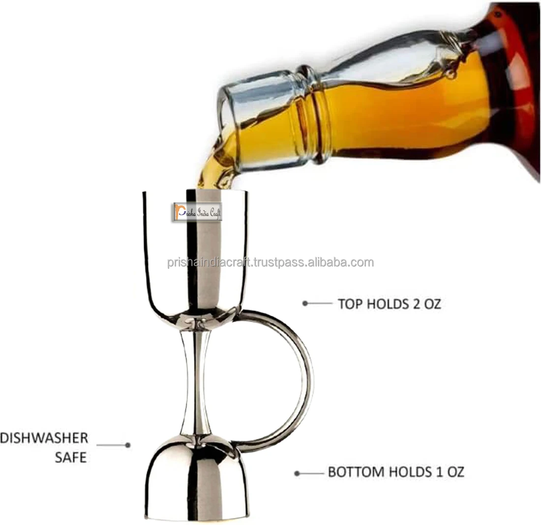 Premium Peg Measurer jigger shot 30 and 60 ml Cocktail Jigger Shot Glass Drink Measuring Bar Tool Double Side Jigger with Handle