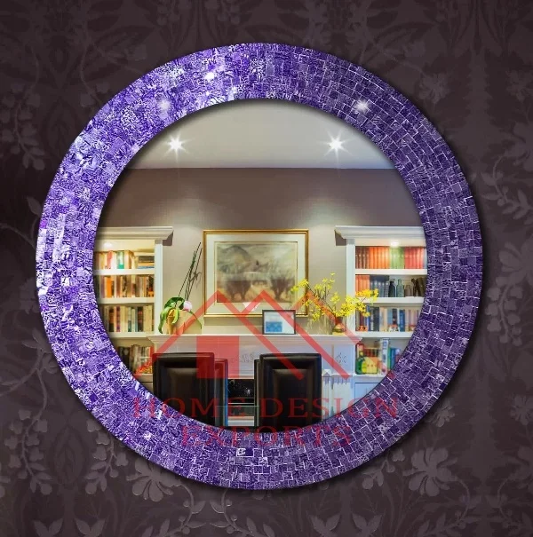 Restaurant Wall Decorative Mosaic Mirror for Wall Decor Art  Round Sunburst Mosaic Frame Wall Hanging Mirrors Best Seller