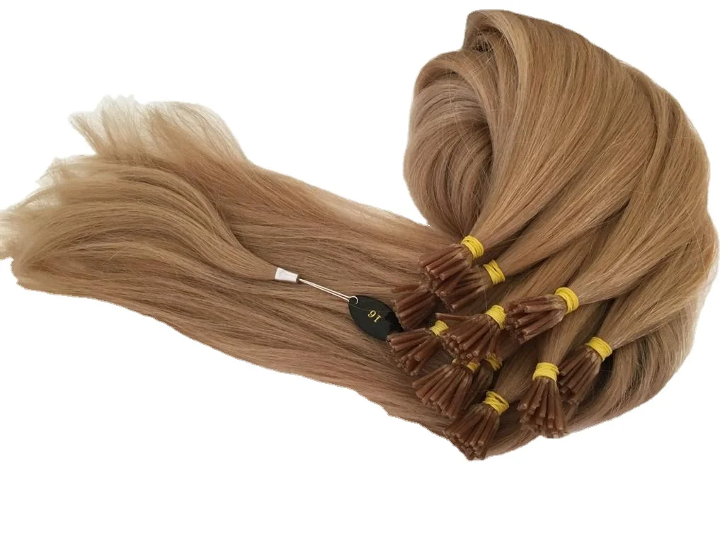  Оптовая продажа недорогие человеческие волосы для наращивания итальянские кератиновые светлые с плоскими кончиками