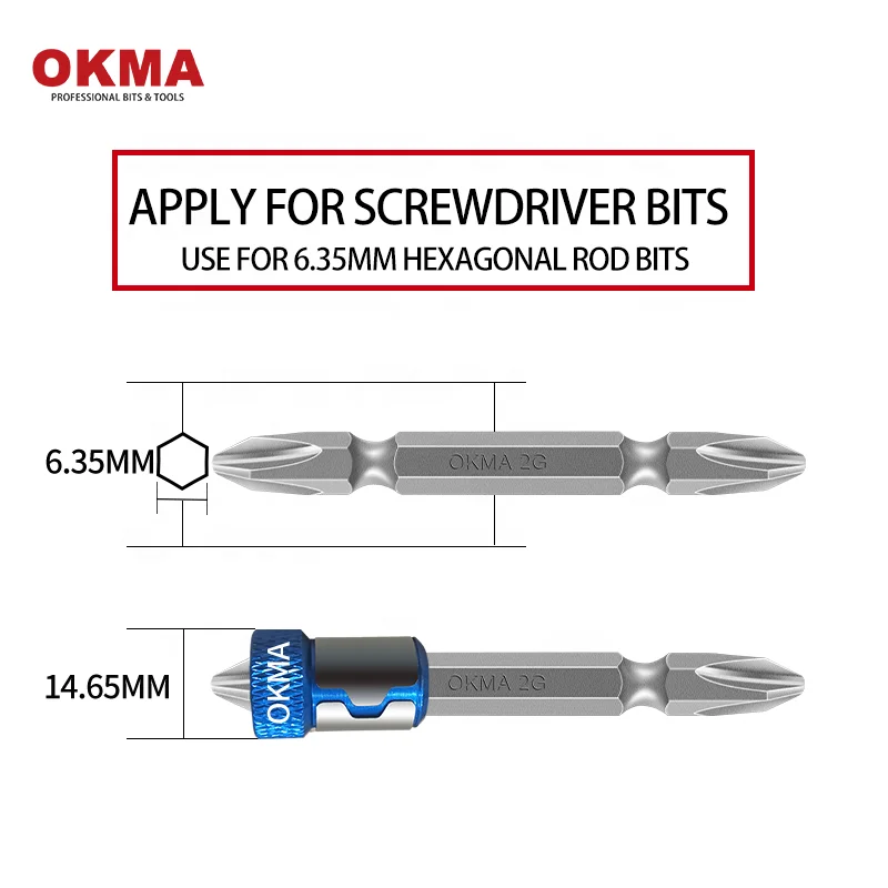 OKMA Universal Screwdriver Magnetic Ring Adapter 1/4  Metal Alloy Steel for 6.35mm Hexagonal screwdriver bits