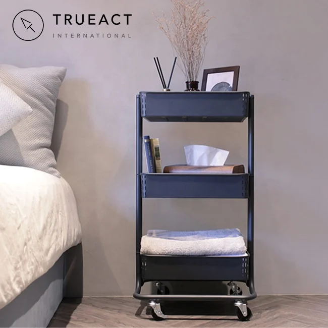 Made in Taiwan 3 tier layer metal kitchen serving rolling storage organizer trolley utility rolling cart storage cart