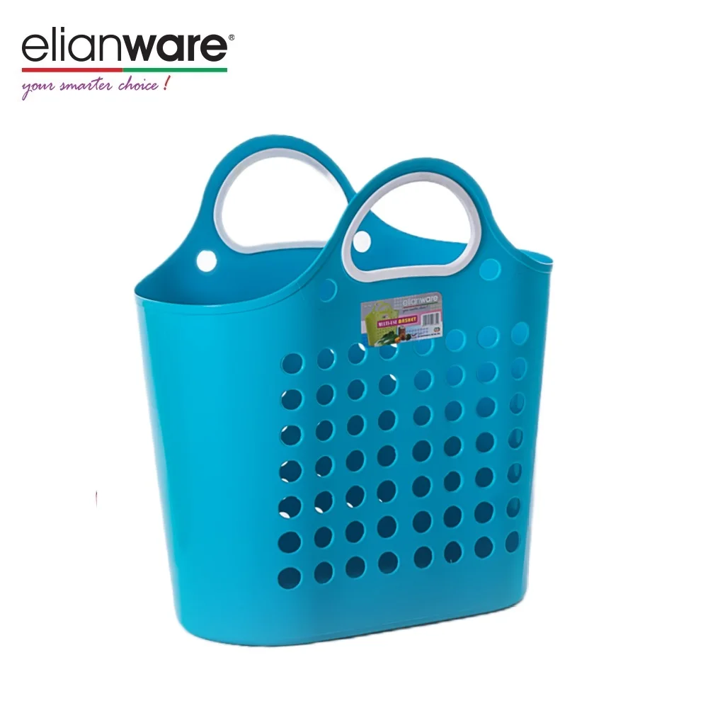 Elianware Durable Twistable Compressible Hollow Hanging PE Basket Shopping Basket With Handle