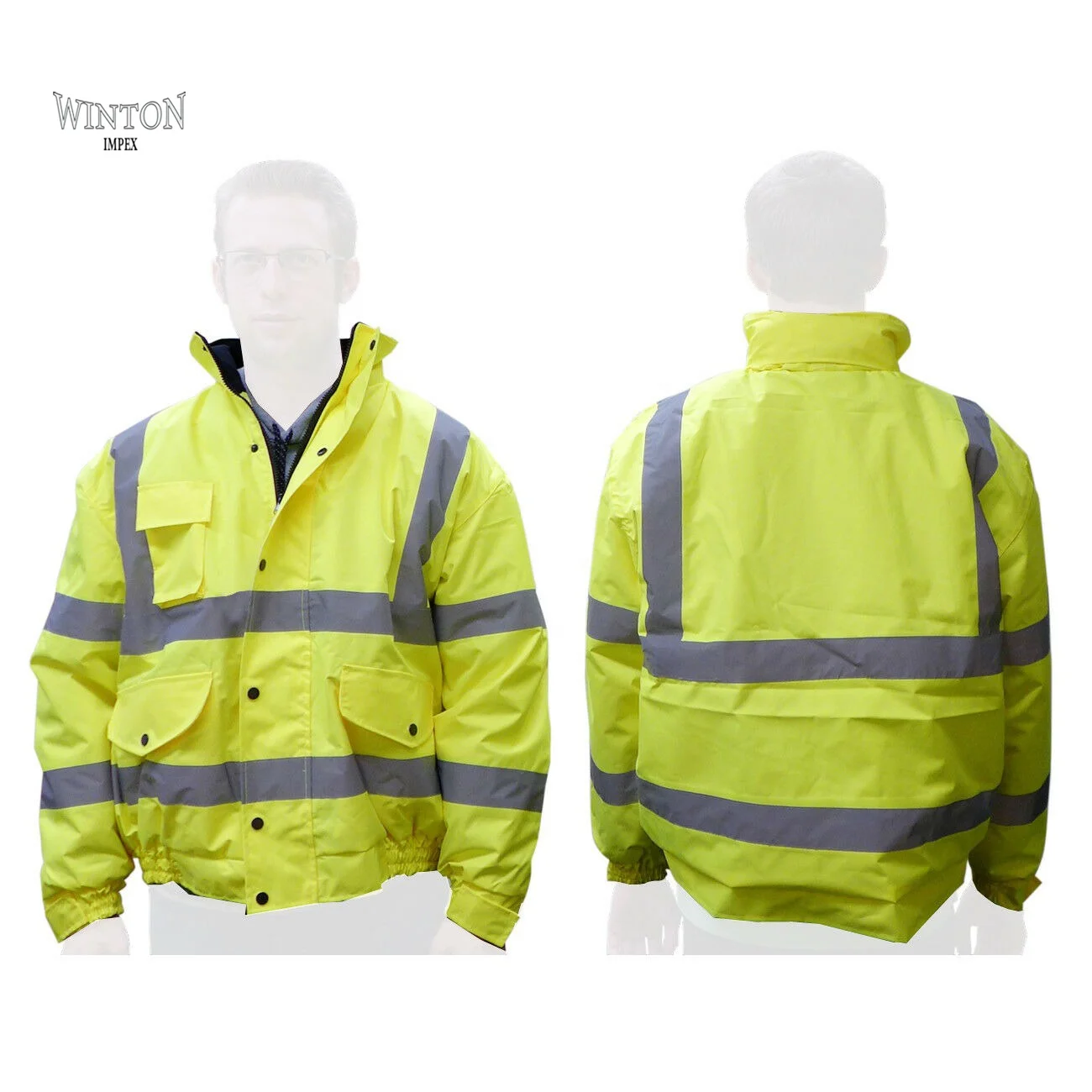 OEM Hi Vis Orange Thermal Safety Bomber Jacket Workwear Clothes Safety Jacket Work Wear With Reflective Tapes Working Clothing