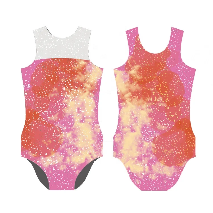 OEM Sportswear Type Supply Service Training Dancewear Adult Women Dancing suit Orange Mesh Gymnastic Leotard