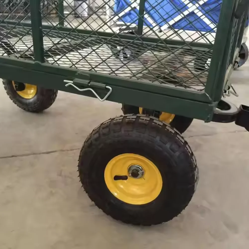 Heavy-Duty 4-Wheel Hand Trolley Garden Utility Cart Modern Design Folding Sides Platform Dolly for Industrial and Home Use