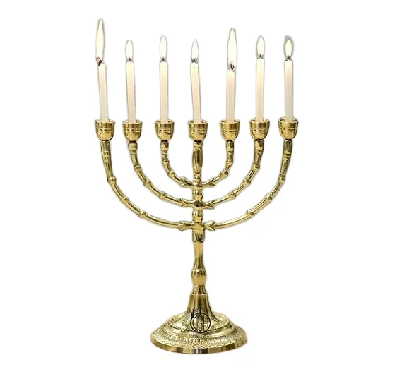 Menorah Candle Holder in Brass Aluminium and Stainless Steel in 3 Lights to 9 Lights Used in Jewish Culture for Home Decoration
