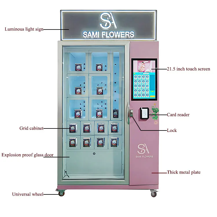 Automatic intelligent Display cabinet Self-Service Cold flower Vending Machine Low-Temperature flowers and plants Vending Unit