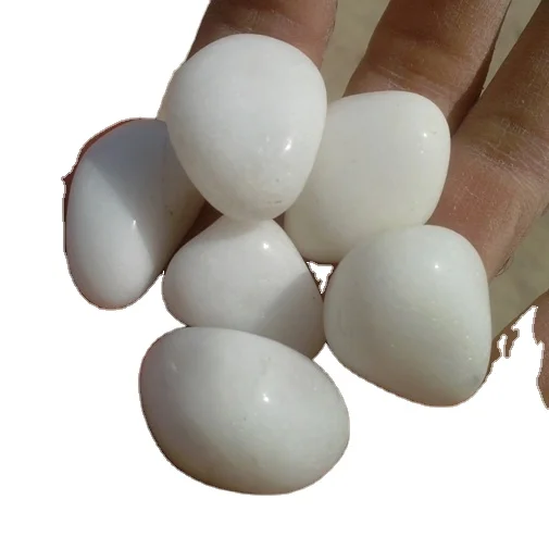 home decoration snow white big size tumbled natural stone pebbles and glossy quartz round garden landscaping and aquarium