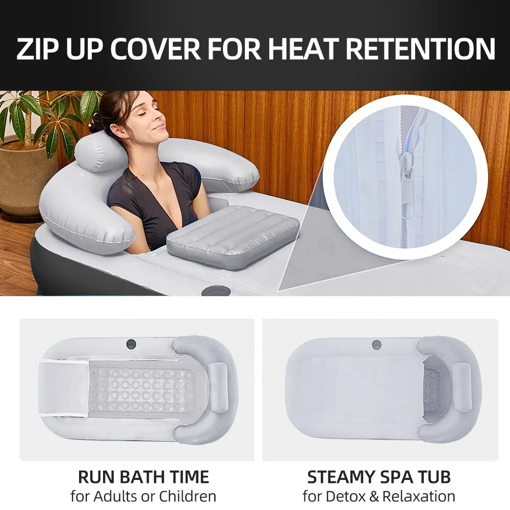 Custom Wholesale PVC Sponge Inflatable Folding Portable Bathtub For Adults With Electric Air Pump Inflatable Bathtub