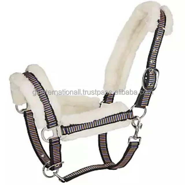 Adjustable Nylon Breakaway halter with padded fleece comfortable two tone Nylon Horse racing halter custom sizes